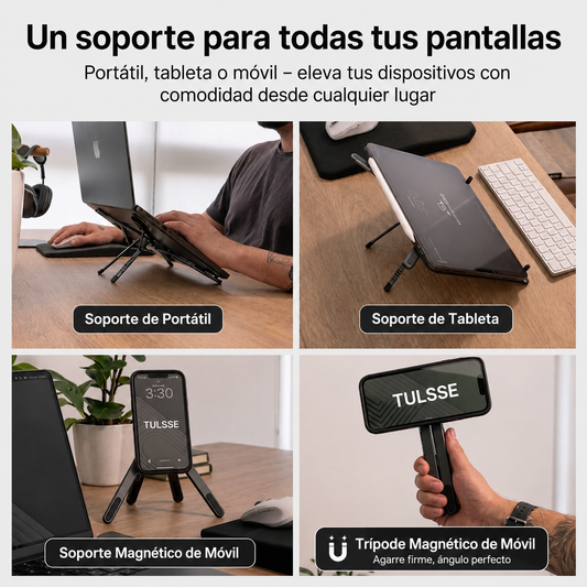 Soporte 4 en 1 para Laptop, Tablet y Móvil
